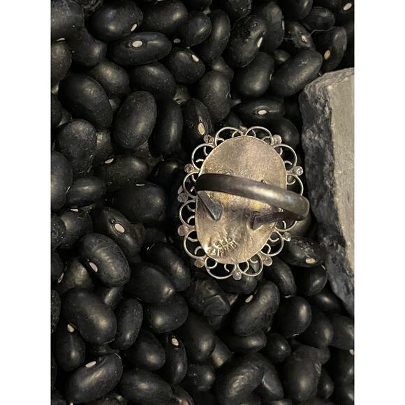 Mexico Sterling Silver Carved Green Onyx Aztec Mayan Face Ring🌵Size 6 - Picture 5 of 8